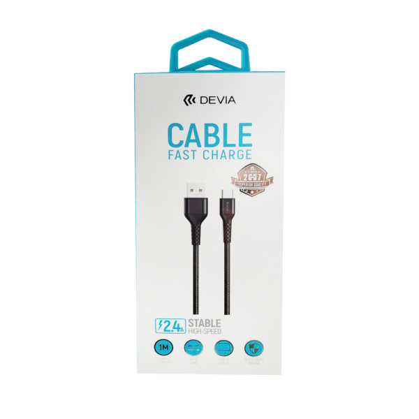 Cable Devia Fast Charge Usb A Tipo C 2.4A 1mt 37062