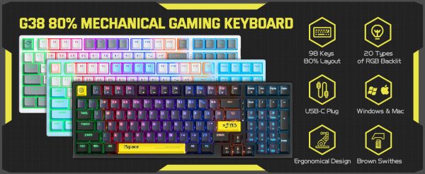 Teclado Mecánico Onikuma G38 Blanco RGB