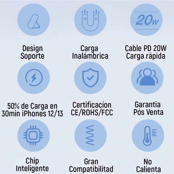 PowerBank Magsafe con Stand 20W Devia Blanco