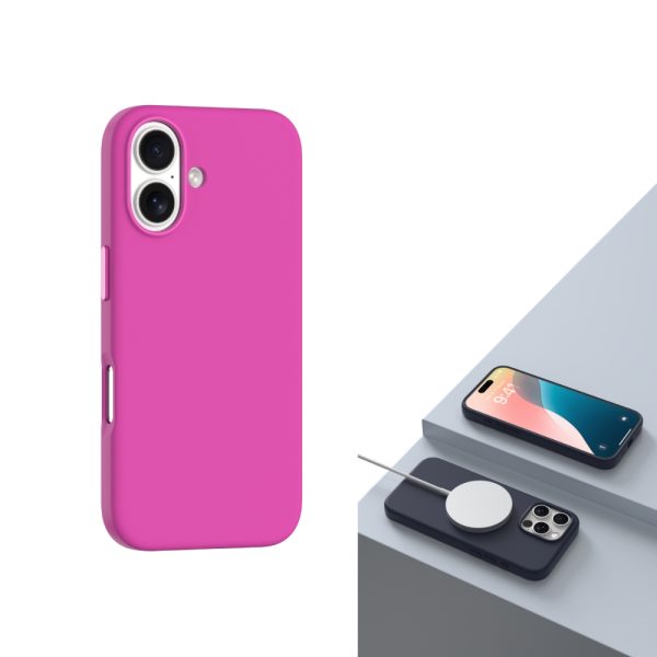 iPhone 16: Carcasa Silicona Hard Magsafe Fucsia 6412