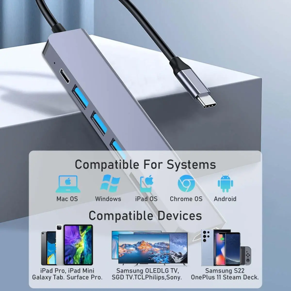 Adaptador USB-C 6 en 1 para Mac, MacBook y PC