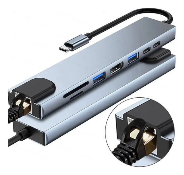 Adaptador Multipuerto USB-C 8 en 1 Profesional 4K
