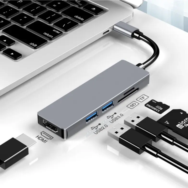 Adaptador USB-C 6 en 1 para Mac, MacBook y PC