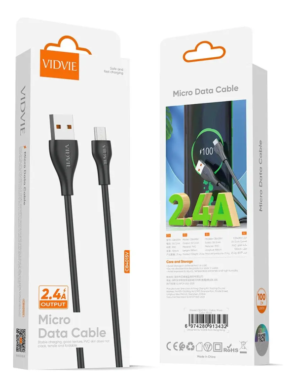 CABLE USB/MICRO USB VIDVIE V8 CB4015V