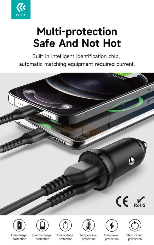 Devia Cargador De Auto Mini Smart Series Pd 30w Usb-c Usb 5360