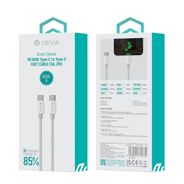 DEVIA Smart Series PD 60W Type-C to Type-C Fast Cable(3A,2M) 9734