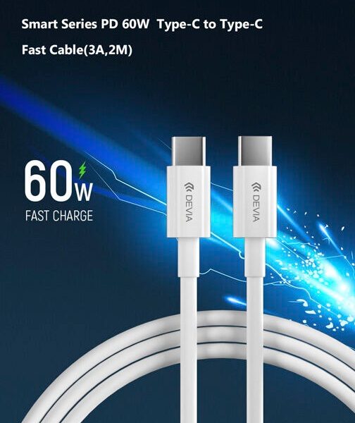 DEVIA Smart Series PD 60W Type-C to Type-C Fast Cable(3A,2M) 9734