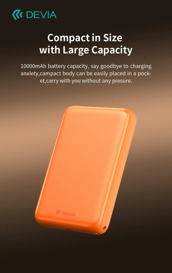 Power Bank DEVIA Serie Ultra12 PD 22,5 W magnética con cable integrado (10 000 mAh) - Naranja 4293