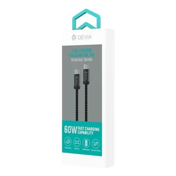 DEVIA Gracious Series C To C PD 60W Fast Cable(3A,3M)