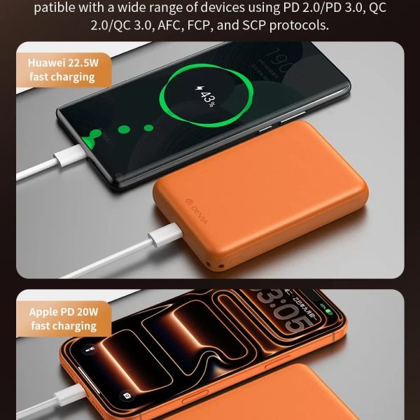 Power Bank DEVIA Serie Ultra12 PD 22,5 W magnética con cable integrado (10 000 mAh) - Naranja 4293