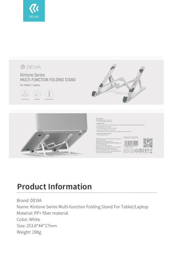 Devia Soporte plegable multifunción series Kintone para tableta y portátil 4044