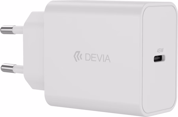Devia Cargador 45W PD QC Con Cable Tipo C Blanco 2896