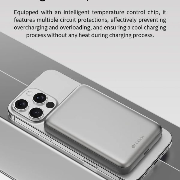 Power Bank magnético DEVIA serie Ultra12 con cable integrado, PD 22,5 W (10 000 mAh) - Dorada