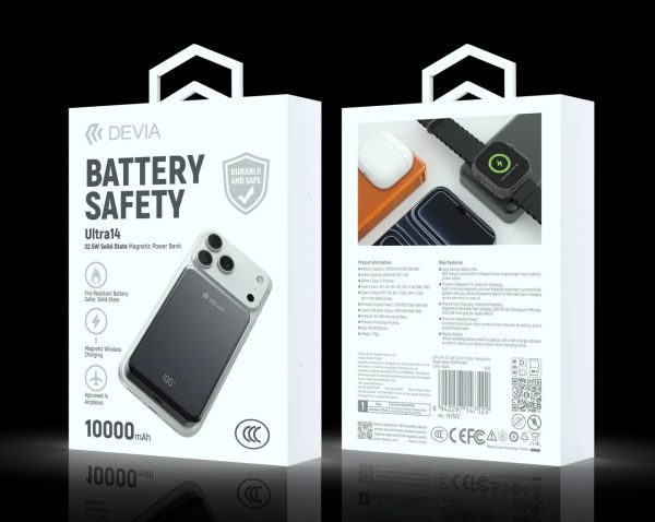 Power bank magnético de estado sólido DEVIA Ultra14 Series de 22,5 W (10 000 mAh) - Negro 7522